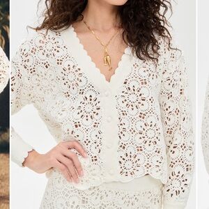 FARM Rio Cream Flower Crochet Cardigan